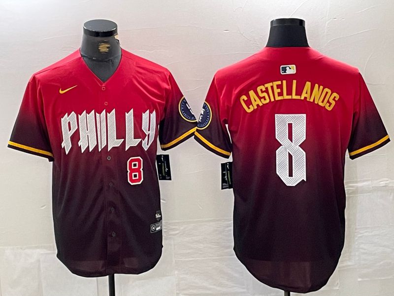 Men Philadelphia Phillies #8 Castellanos Red City Edition Nike 2024 MLB Jersey style 3->philadelphia phillies->MLB Jersey